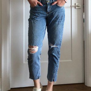 Zara distressed denim ripped jeans